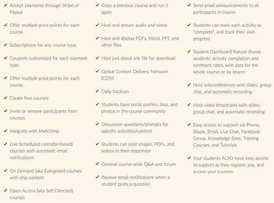 Ruzuku Online Course Features