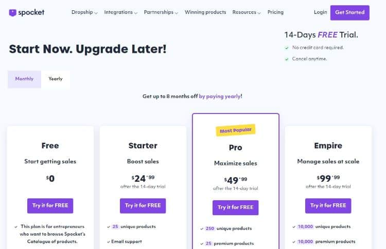 spocket pricing