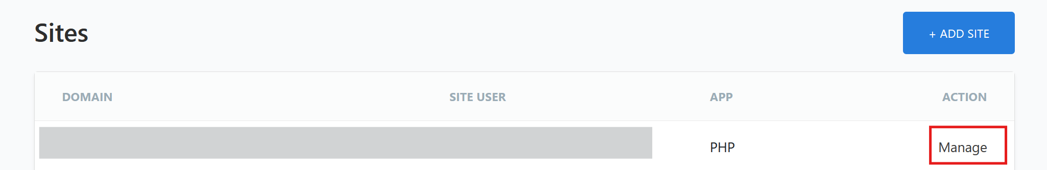 Click to manage your site's settings